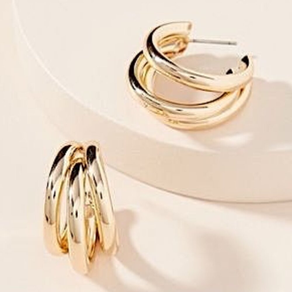 NEW~ Anthropologie Lauryn Gold Hoop Earrings